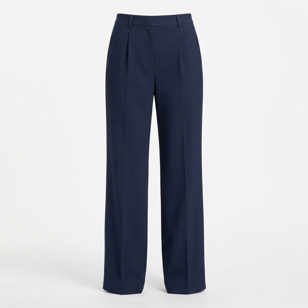 Rhone Womens Navy Blue High Rise Pleated Trouser Dress Pants Size 16 Commuter